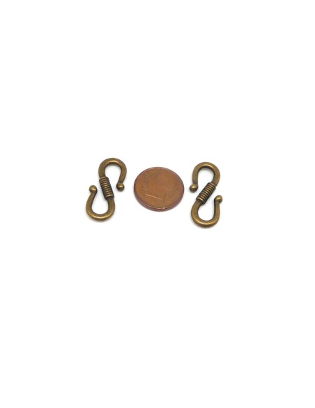 Lot de 20 Fermoirs, attache en S, 24,2mm en métal de couleur bronze