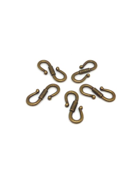 Lot de 20 Fermoirs, attache en S, 24,2mm en métal de couleur bronze