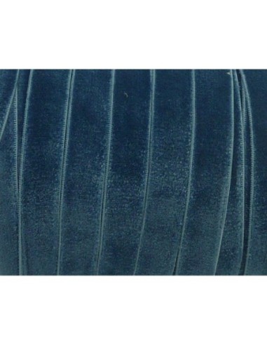 Ruban velours élastique de couleur bleu jeans