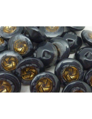 6 Boutons moulé connecteur Vintage rond noir, gris, doré 17mm