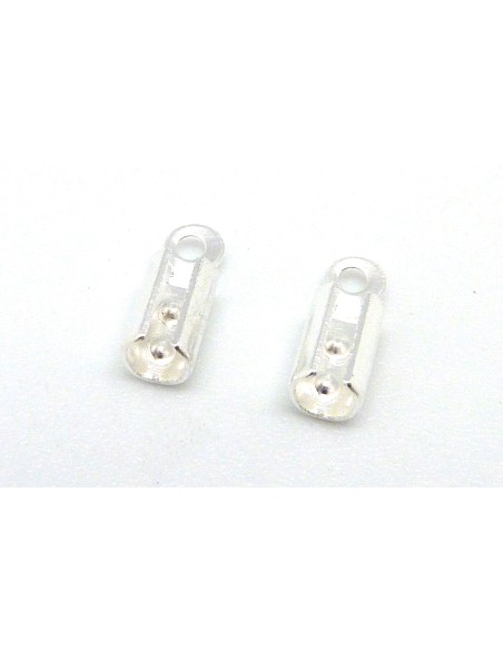 R-10g soit env 110 Embouts arrondi serre fil, cordon, lacet en métal argenté brillant blanc 2,1mm
