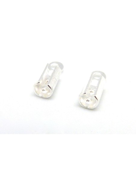 R-10g soit env 110 Embouts arrondi serre fil, cordon, lacet en métal argenté brillant blanc 2,1mm