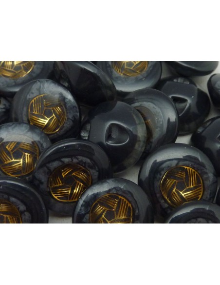 6 Boutons moulé connecteur Vintage rond noir, gris, doré 17mm
