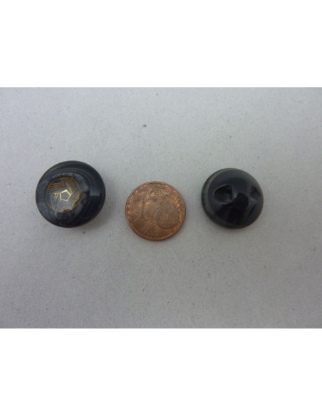 6 Boutons moulé connecteur Vintage rond noir, gris, doré 17mm