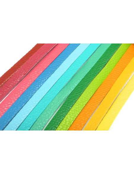 R-Lot de 12 fois 1,3m Cordon plat cuir synthétique texturé 5mm couleur assorties