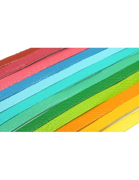 R-Lot de 12 fois 1,3m Cordon plat cuir synthétique texturé 5mm couleur assorties