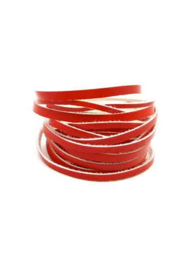 2,5m Lanière cuir synthétique effet vernis 3mm de couleur rouge vif brillant