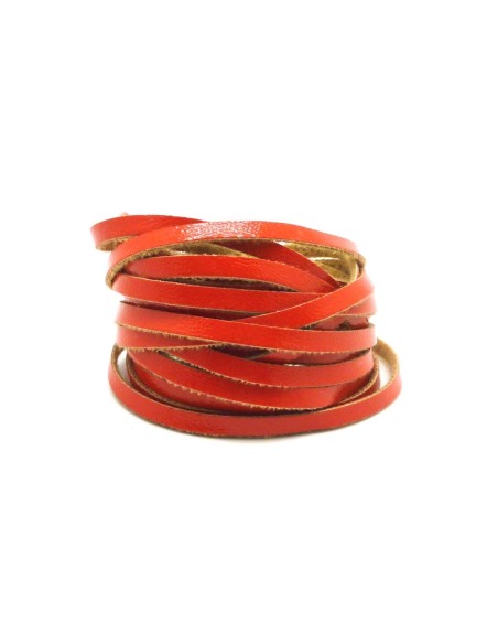 2,5m Lanière cuir synthétique effet vernis 3mm de couleur orange vif brillant