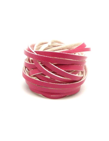 2,5m Lanière cuir synthétique effet vernis 3mm de couleur rose vif brillant