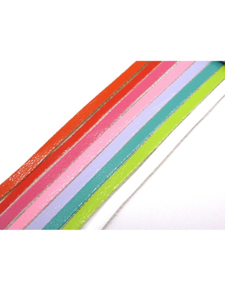 2,5m Lanière cuir synthétique effet vernis 3mm de couleur bleu canard, bleu sarcelle brillant