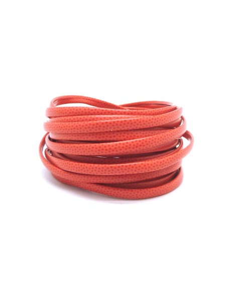R-2,8m Lanière vinyle à pois tacheté 3,5mm de couleur rose saumon foncé