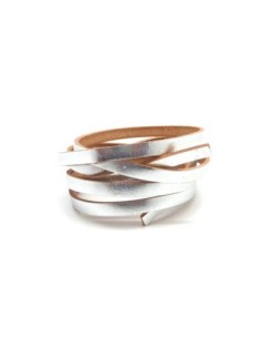 1m lanière cuir 5mm de couleur argenté - CUIR VERITABLE