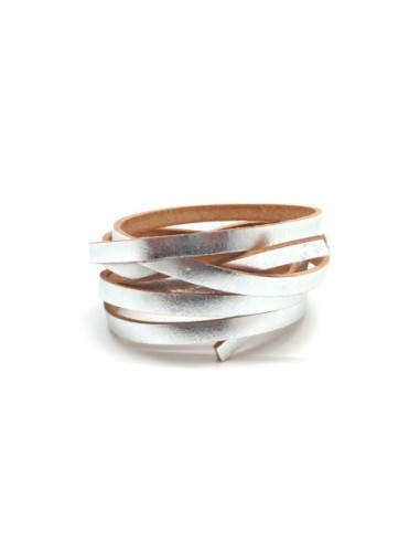 1m lanière cuir 5mm de couleur argenté - CUIR...