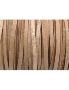 R-50cm Lanière Cuir plat 3,5mm marron beige naturel...