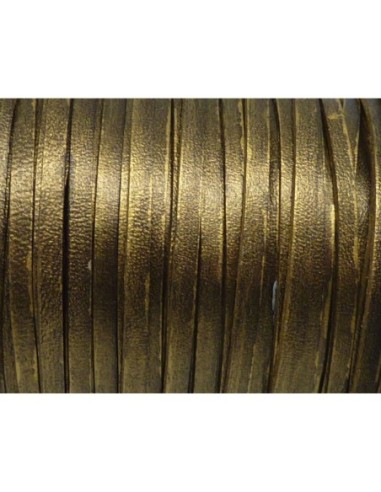 1m de lanière cuir plat 3mm de couleur doré chambré