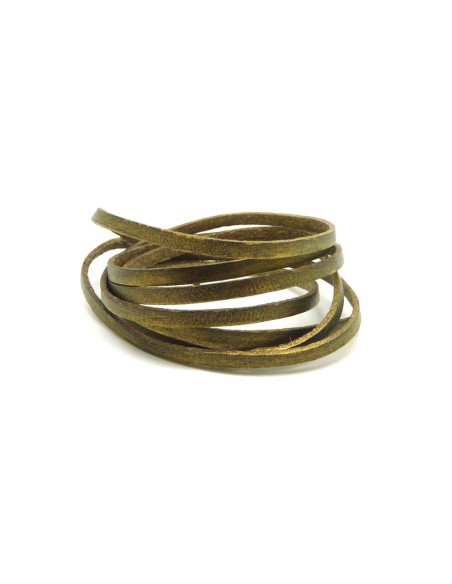 1m de lanière cuir plat 3mm de couleur doré chambré