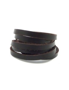 1m lanière cuir 6mm de couleur marron foncé, brun  - CUIR VERITABLE - 6mm x 1,8mm