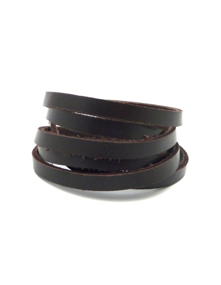 1m lanière cuir 6mm de couleur marron foncé, brun  - CUIR VERITABLE - 6mm x 1,8mm