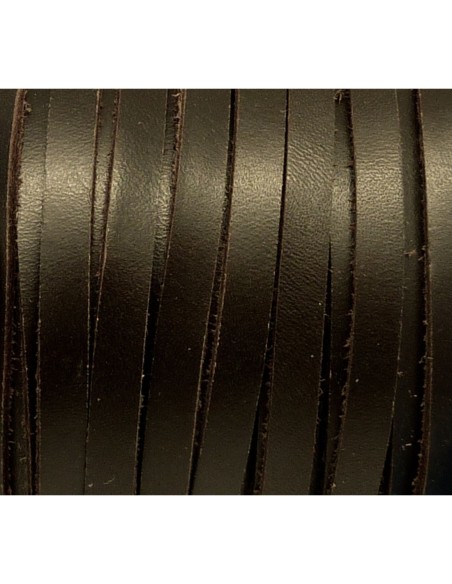 1m lanière cuir 6mm de couleur marron foncé, brun  - CUIR VERITABLE - 6mm x 1,8mm