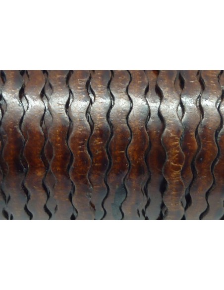 R-1m lanière cuir ondulé 6,5mm de couleur marron foncé brillant - CUIR VERITABLE