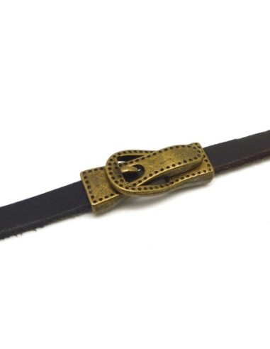 R-Fermoir aimanté ceinture pour lanière de 6mm - 7mm en métal de couleur bronze travaillé