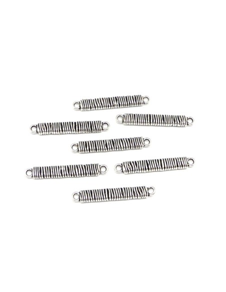 20 Longs Connecteurs rectangle filigrane strié 39,6mm en métal argenté style bohème chic