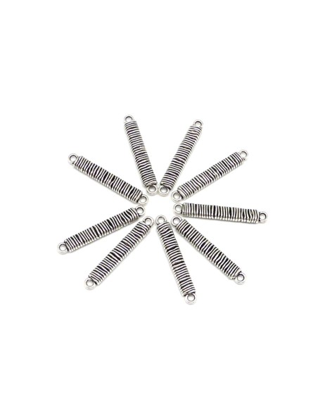 20 Longs Connecteurs rectangle filigrane strié 39,6mm en métal argenté style bohème chic
