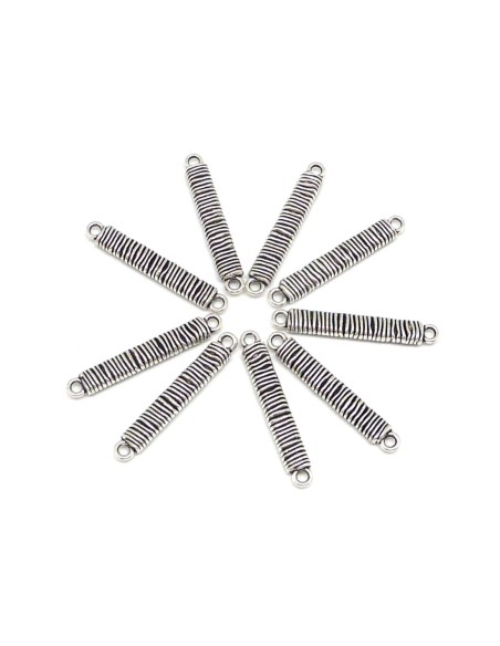 20 Longs Connecteurs rectangle filigrane strié 39,6mm en métal argenté style bohème chic