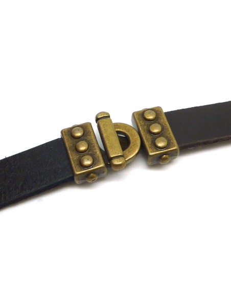 Fermoir crochet pour lanière cuir de 10mm style ethnique