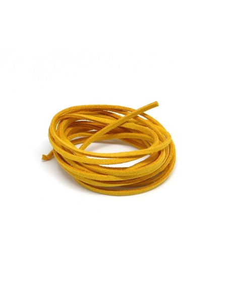 Lacet simili daim jaune moutarde 2,5mm