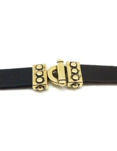 Fermoir ethnique doré pâle pour lanière cuir 10mm