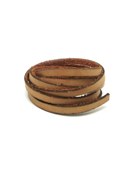 1m lanière cuir 5mm de couleur marron beige vanille légèrement texturé finition rustique