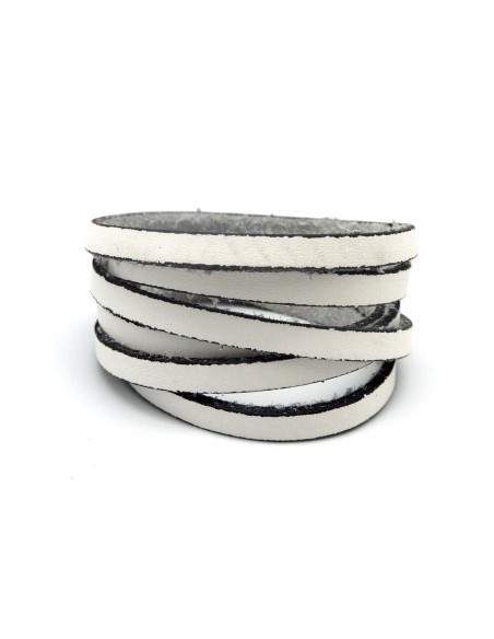 1m lanière cuir 5mm de couleur blanc légèrement texturé finition rustique