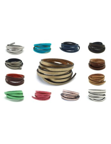 Lacet cuir 5mm noir finition rustique