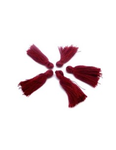 Lot de 5 Petits Pompons grenat, bordeaux 2,5cm en polyester et coton