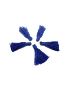 Lot de 5 Petits Pompons bleu outremer, bleu nuit lumineux 2,5cm en polyester et coton