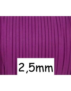 Cordon plat daim synthétique rose byzantin 2,5mm