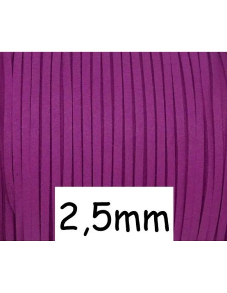Cordon plat daim synthétique rose byzantin 2,5mm
