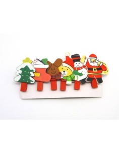 pince à linge Noël en bois père Noël, sapin, botte, ourson, bonhomme de neige 2