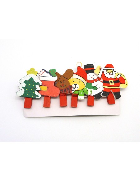 pince à linge Noël en bois père Noël, sapin, botte, ourson, bonhomme de neige
