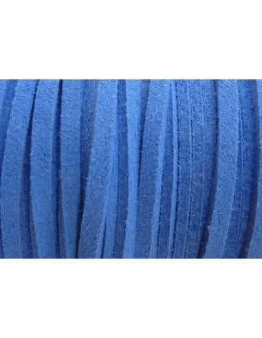 5m Cordon plat daim synthétique bleu de France 2,5mm