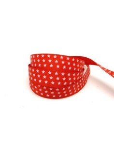 3m Ruban étoile largeur 15mm étoile blanche sur fond rouge