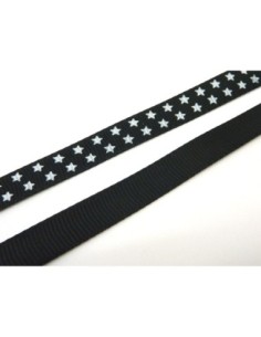 Ruban étoile largeur 10mm étoile blanche sur fond noir 2