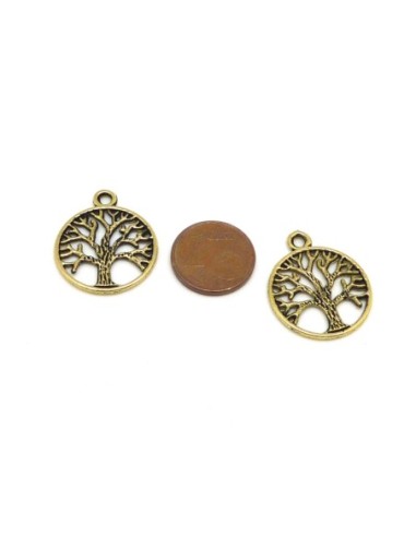 Pendentif arbre de vie en métal doré pâle