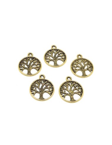 Breloque arbre de vie en métal doré pâle