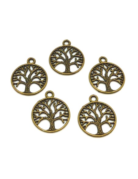 Breloque arbre de vie 24mm en métal de couleur bronze