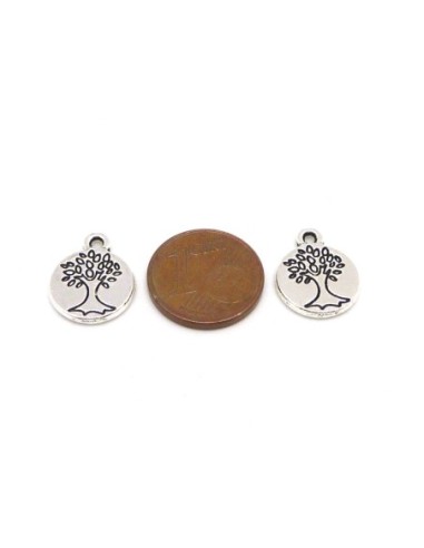 5 Petites Breloques sequin arbre de vie 15mm en...