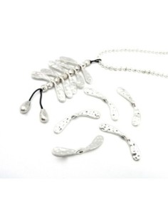 10 Intercalaires aile en métal argenté martelé 34,7mm