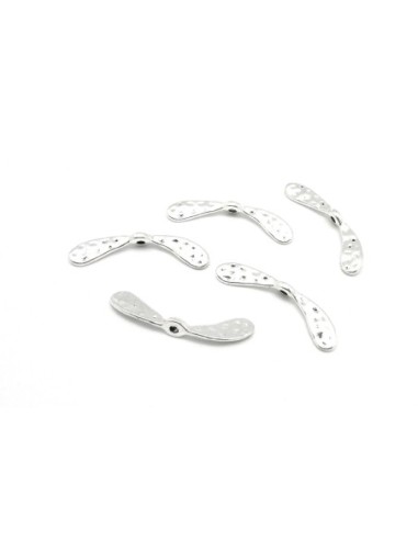 10 Intercalaires aile en métal argenté martelé 34,7mm