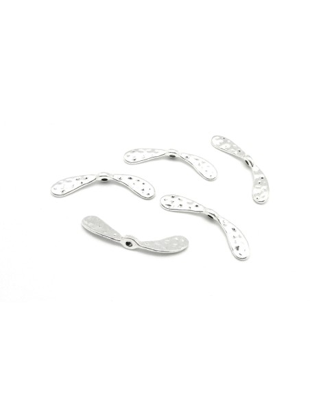 10 Intercalaires aile en métal argenté martelé 34,7mm